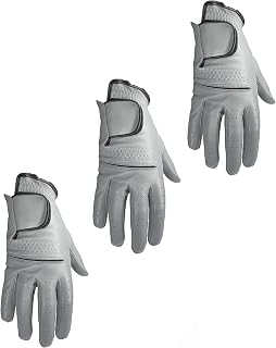 3 Mens EverGrip Grey Cabretta Golf Glove (Right Handed Glove for The Left Handed Golfer)