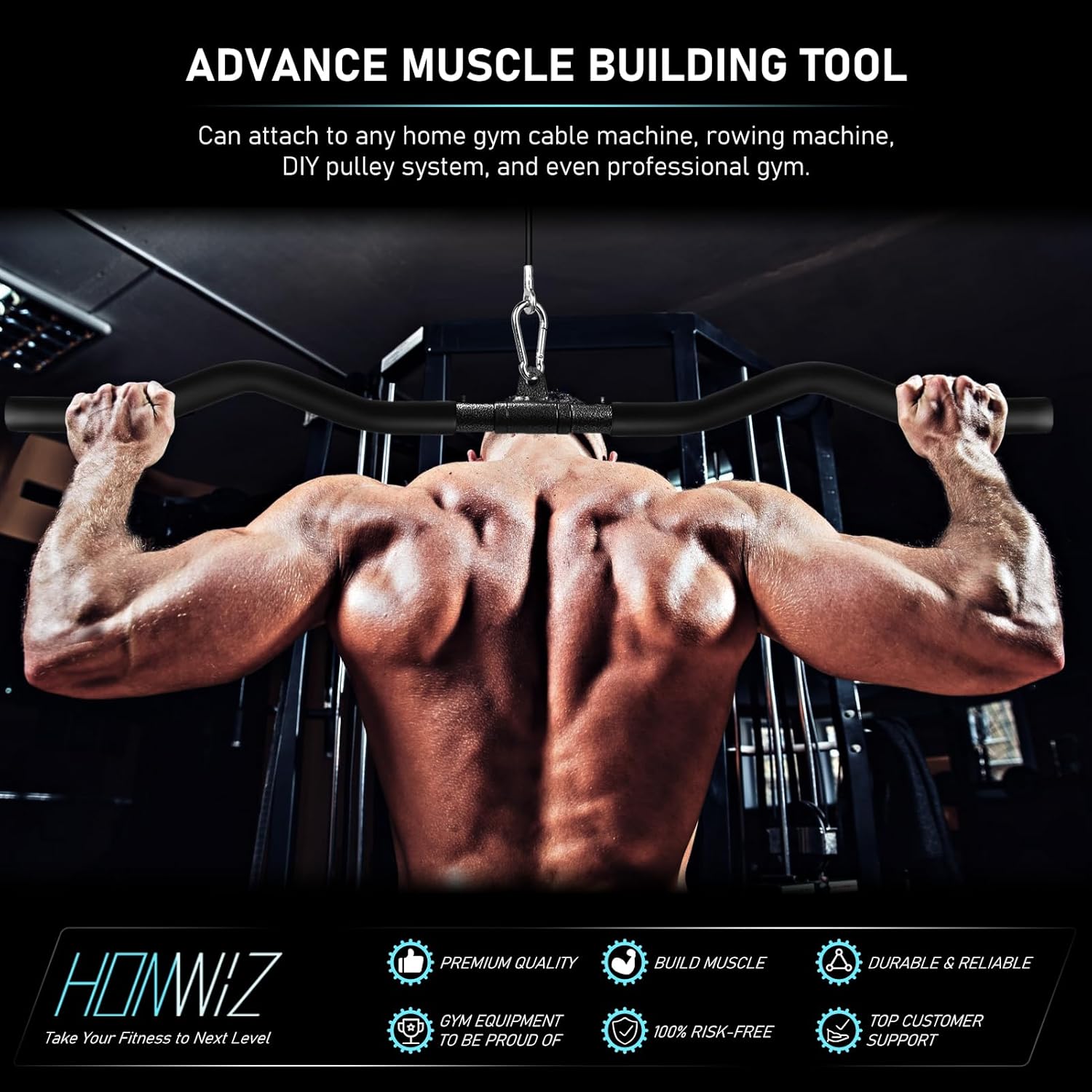 Cable Attachment 48 Inch Lat Pulldown Bar Curl Bar With Weights 29