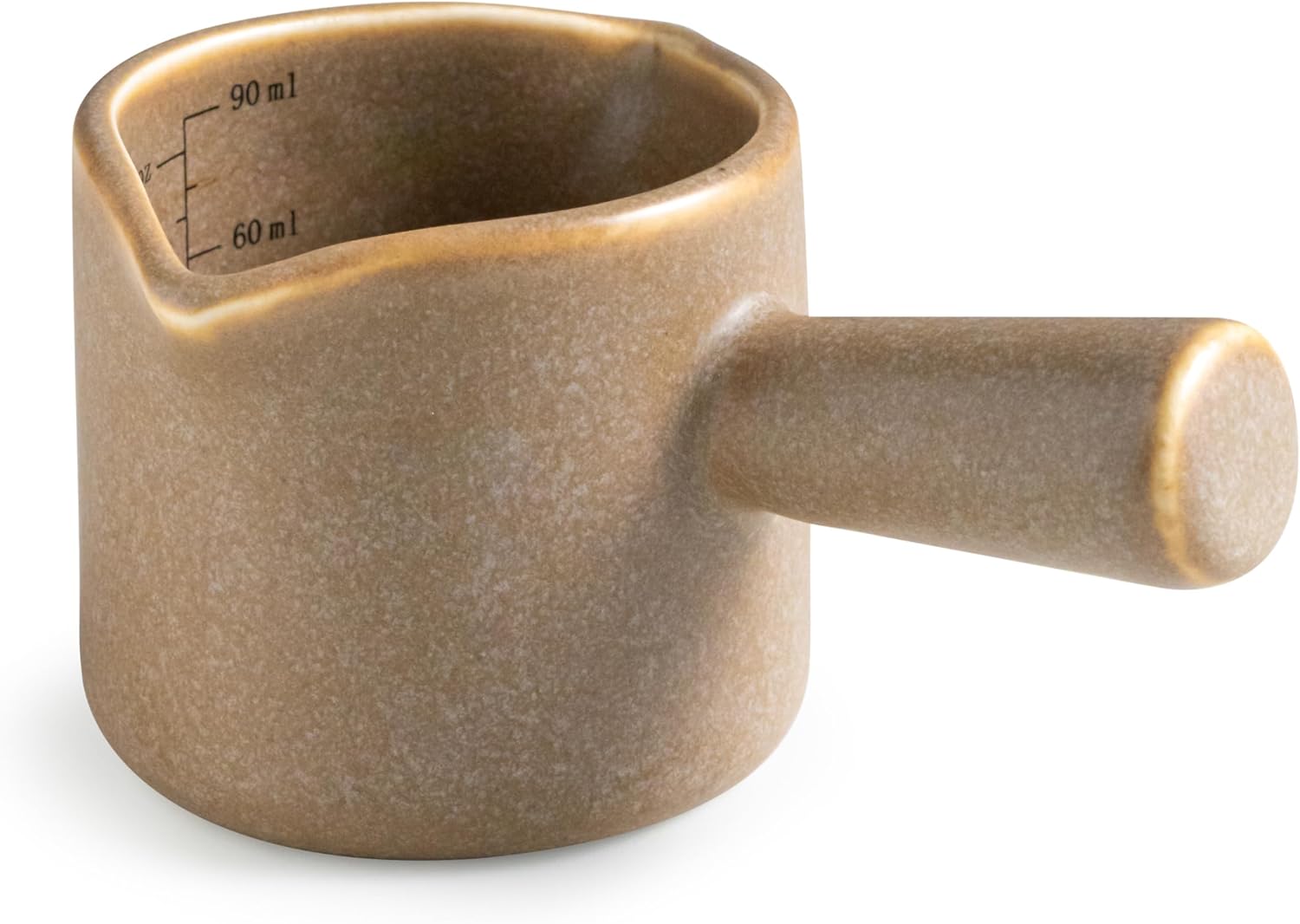 YHOJOY Espresso Measuring Cup, Ceramic Espresso Cup with Handle, Expresso Shots Cups Double Spouts Milk Cup, Espresso Accessories, 3 Oz/ 90 Ml