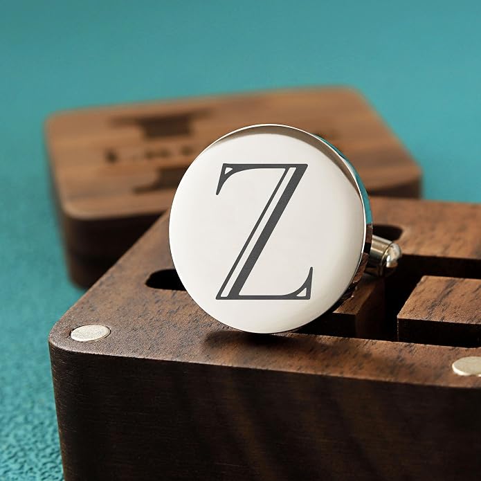 Mancuernillas clásicas hombre A-Z acero plata miniatura 4