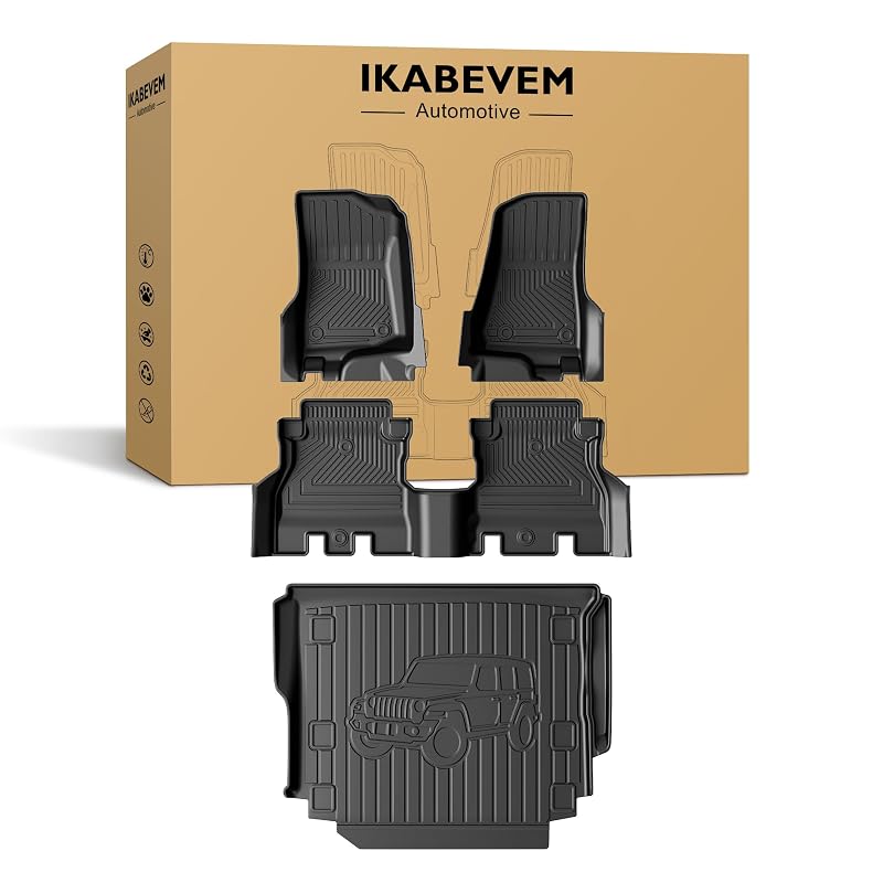Kit de Tapetes Automotivos e Protetor de Porta-Malas em TPE para Jeep Wrangler JL Unlimited 4 Portas 2018–2026 IKABEVEM