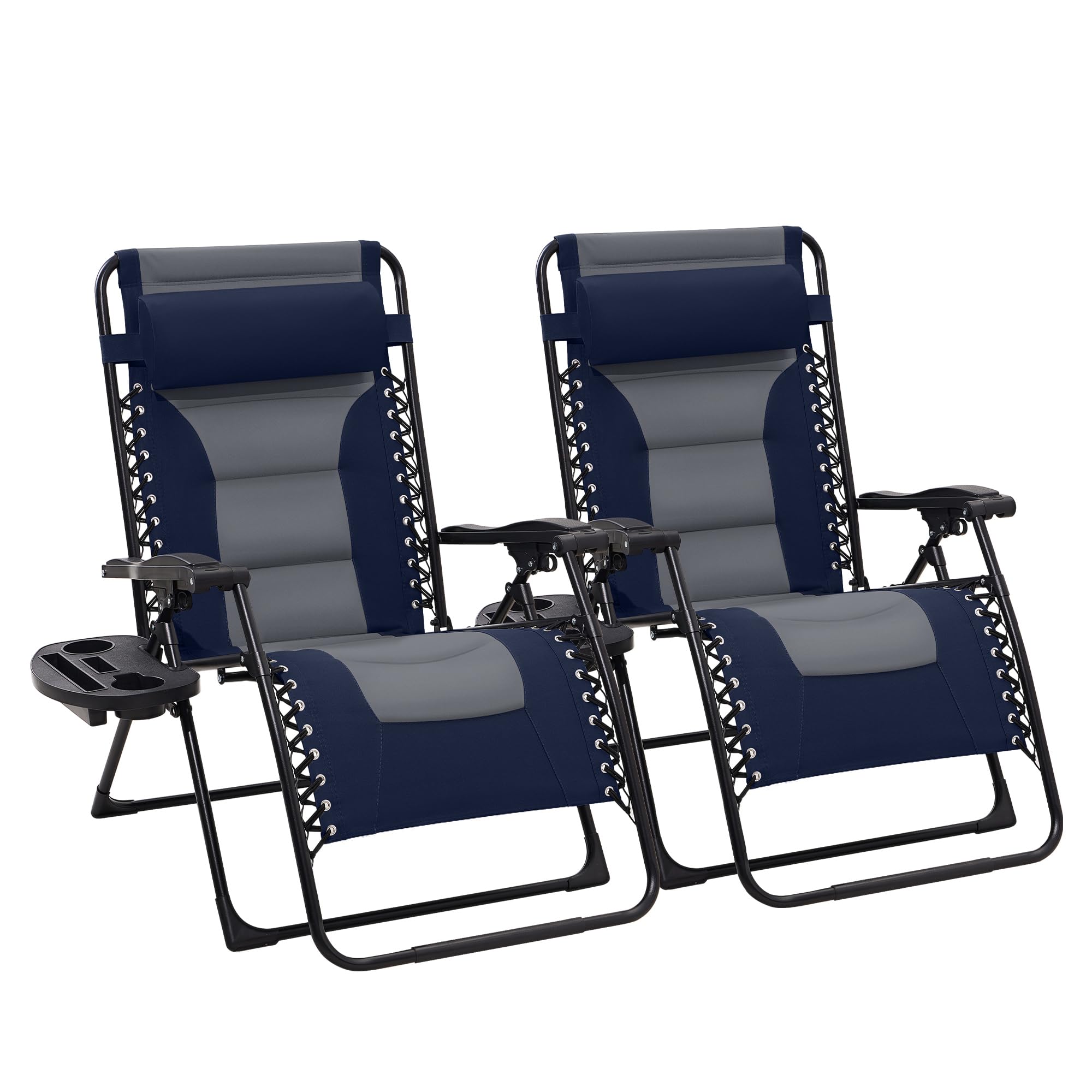JEAREY Zero Gravity Chairs Set of 2, Oversized Recliners Navy/Gray