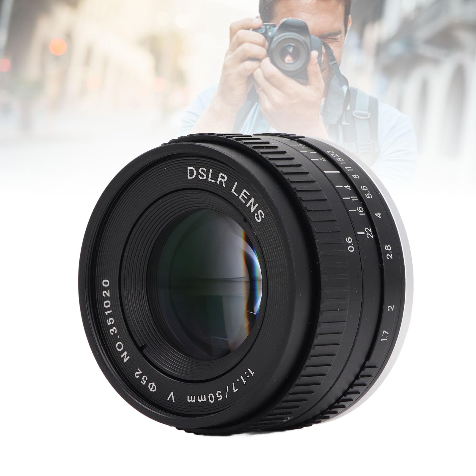 Obiettivo con Messa a Fuoco Manuale Full Frame da 50 Mm F1.7 per Fotocamere Standard con Attacco Filettato da 42 Mm, Obiettivo Fisso Ad Ampia Apertura, DSLR Leggero e di Alta