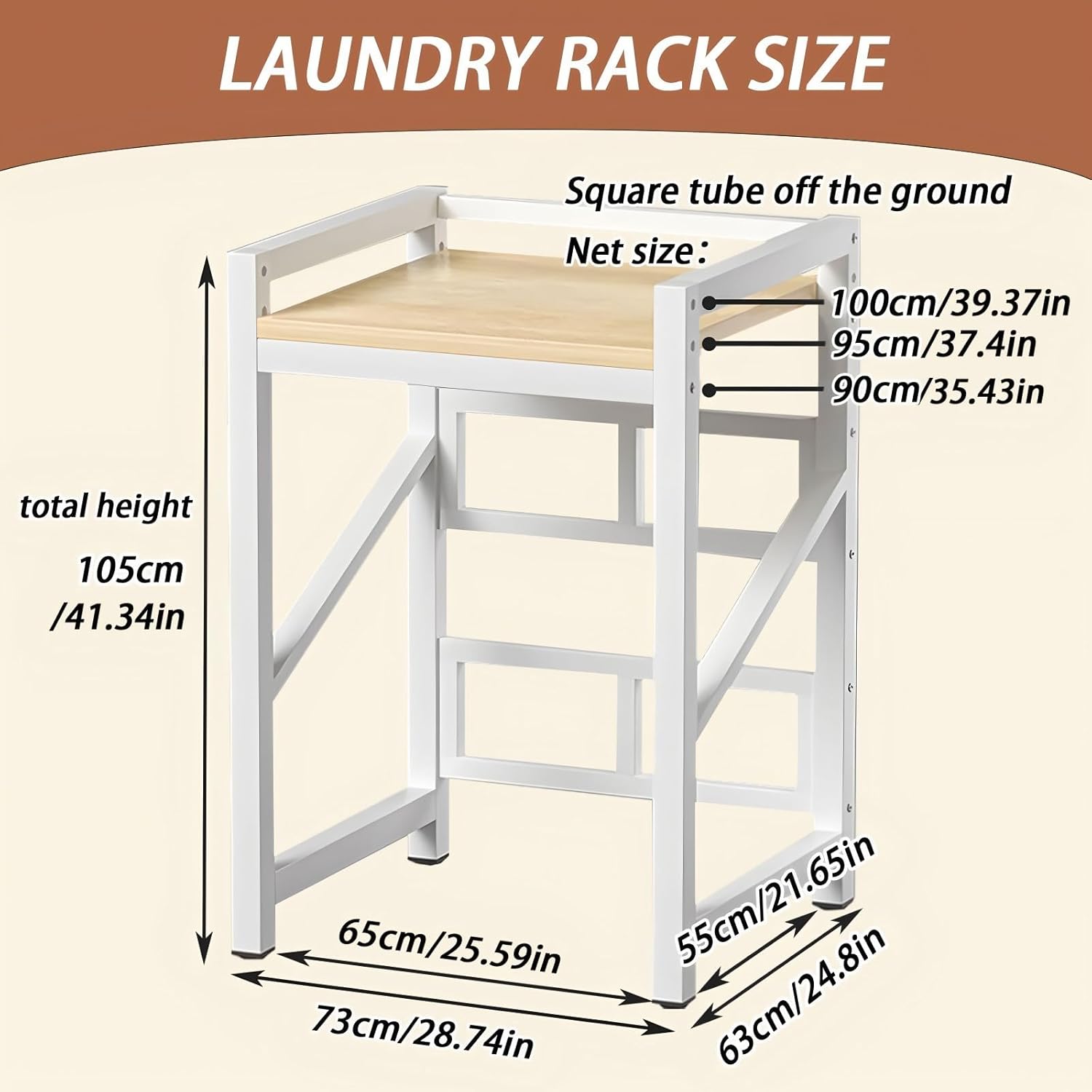 Washing Machine and Dryer Cabinet Adjustable Stacking Set Over Washing Machines Storage Rack Over Washing Machine with Non-Slip Feet for Kitchen Balcony