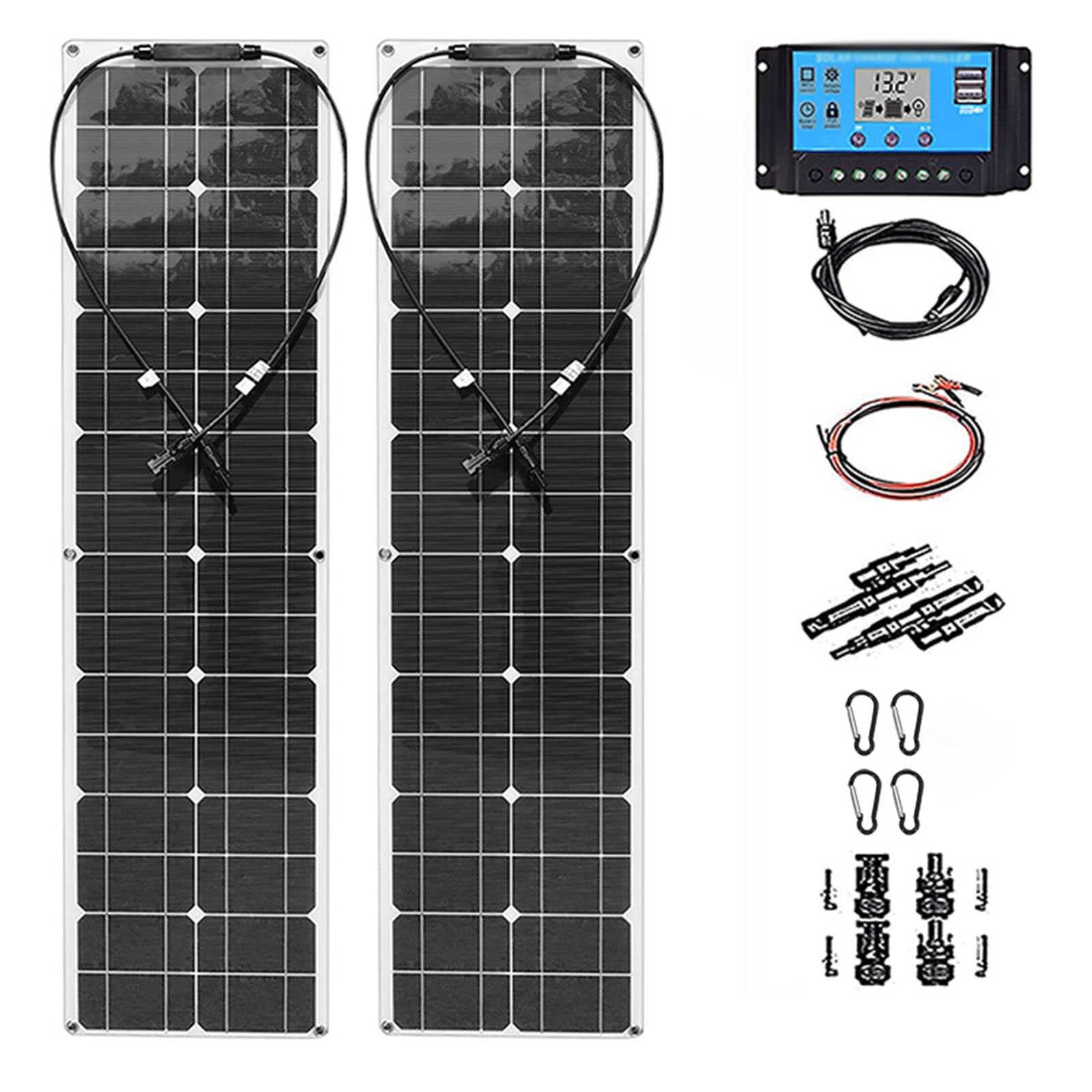 Panel Solar de Silicio Monocristalino - Cargador de Batera Solar USB de Salida Controlador de Carga Solar - para Autocaravana Caravana Barco automvil Carga de energa de batera Kits solares