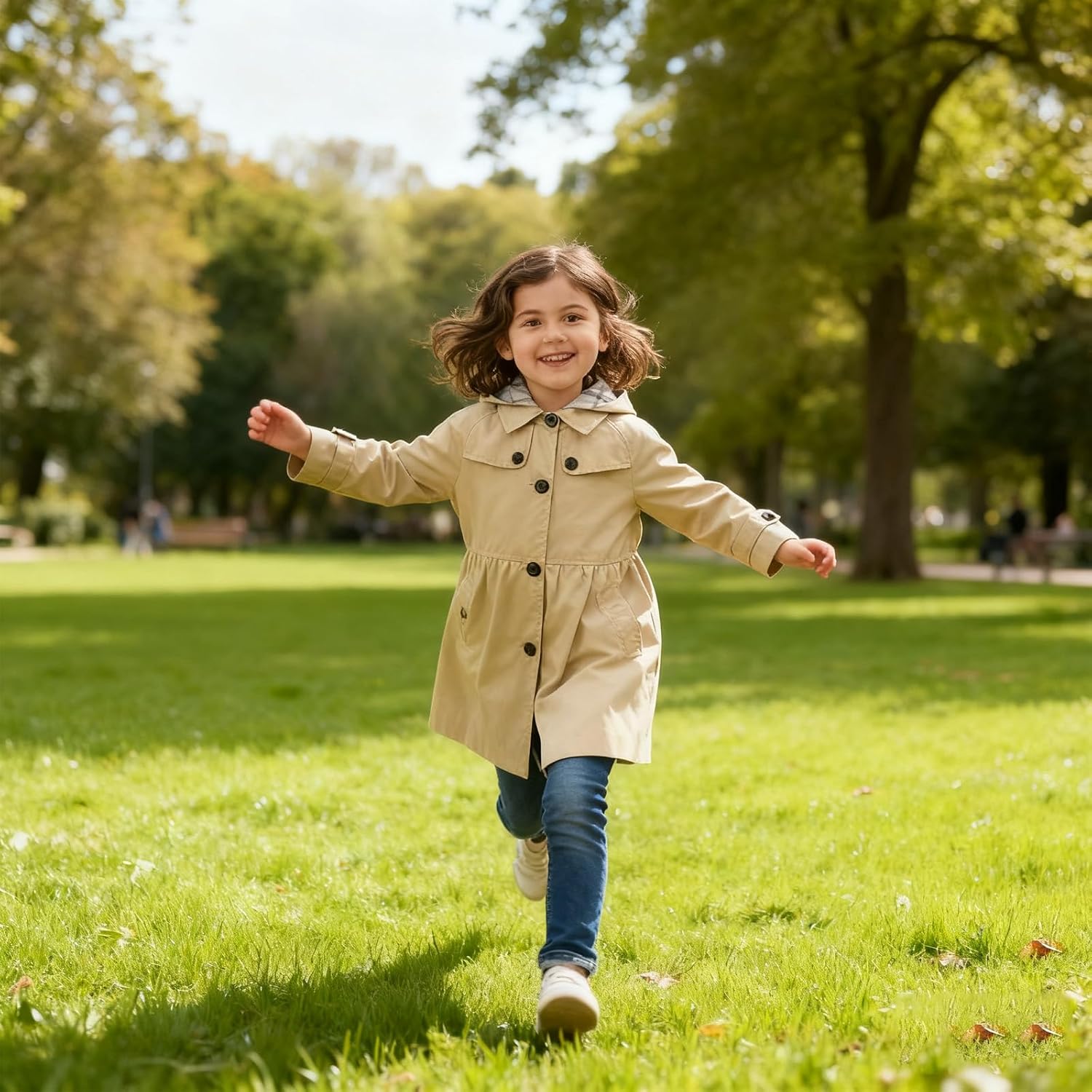 Joe Wenko Girls Waterproof Windbreaker Jacket with Detachable Hood - Lightweight Trench Coat for Kids 2-14 Years Old