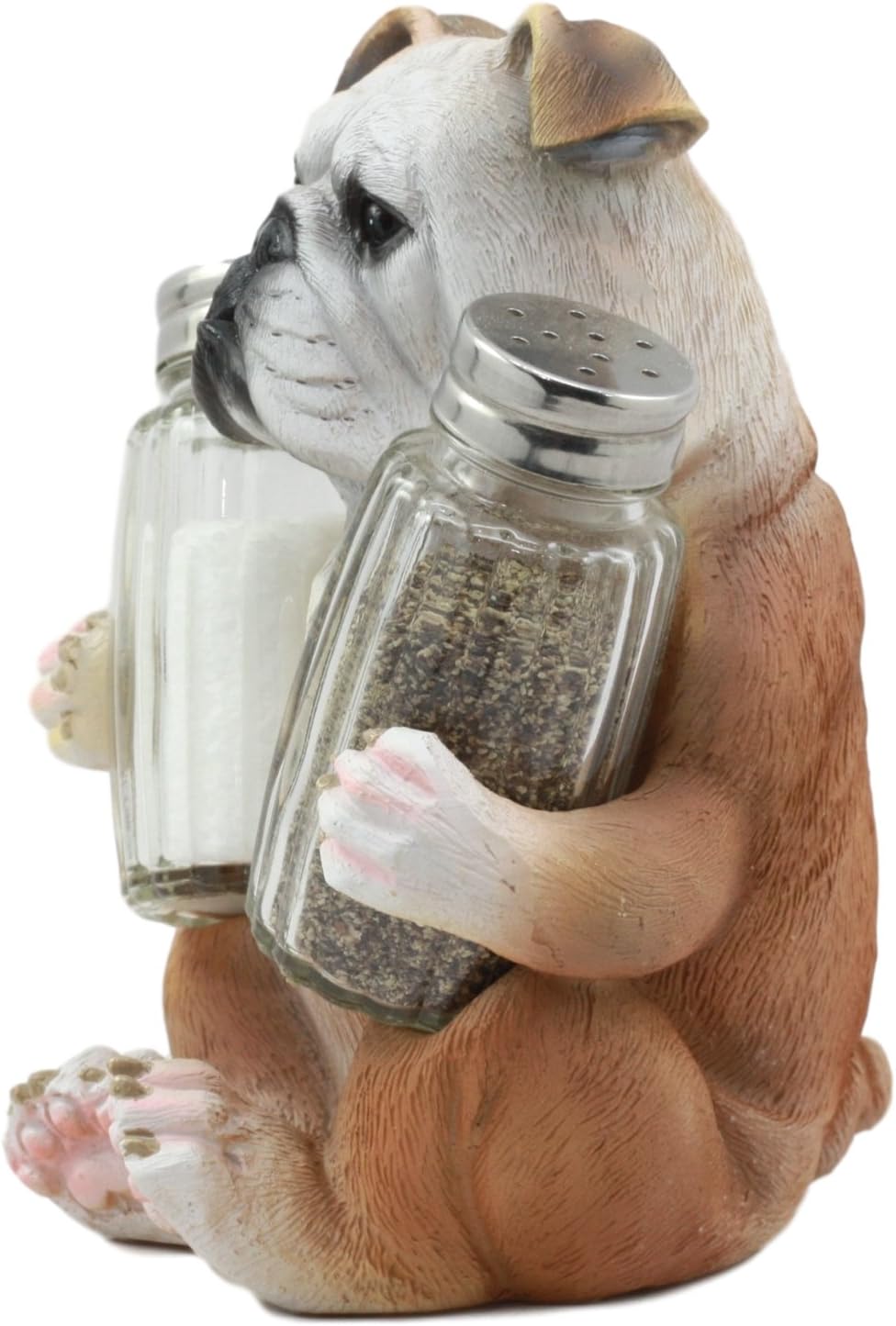 Ebros Big Bully Realistic Hand Painted English Bulldog Decorative Salt And Pepper Shakers Holder Figurine Set 6"Tall Bull Dogs Pet Pals Kitchen Dining Bar Accessory