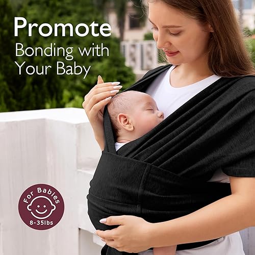Miniatura 3 de Momcozy Portabebés de tela agradable a la piel, fácil de llevar, diseño de camiseta portabebés manos libres, portabebés de recién nacidos a niños