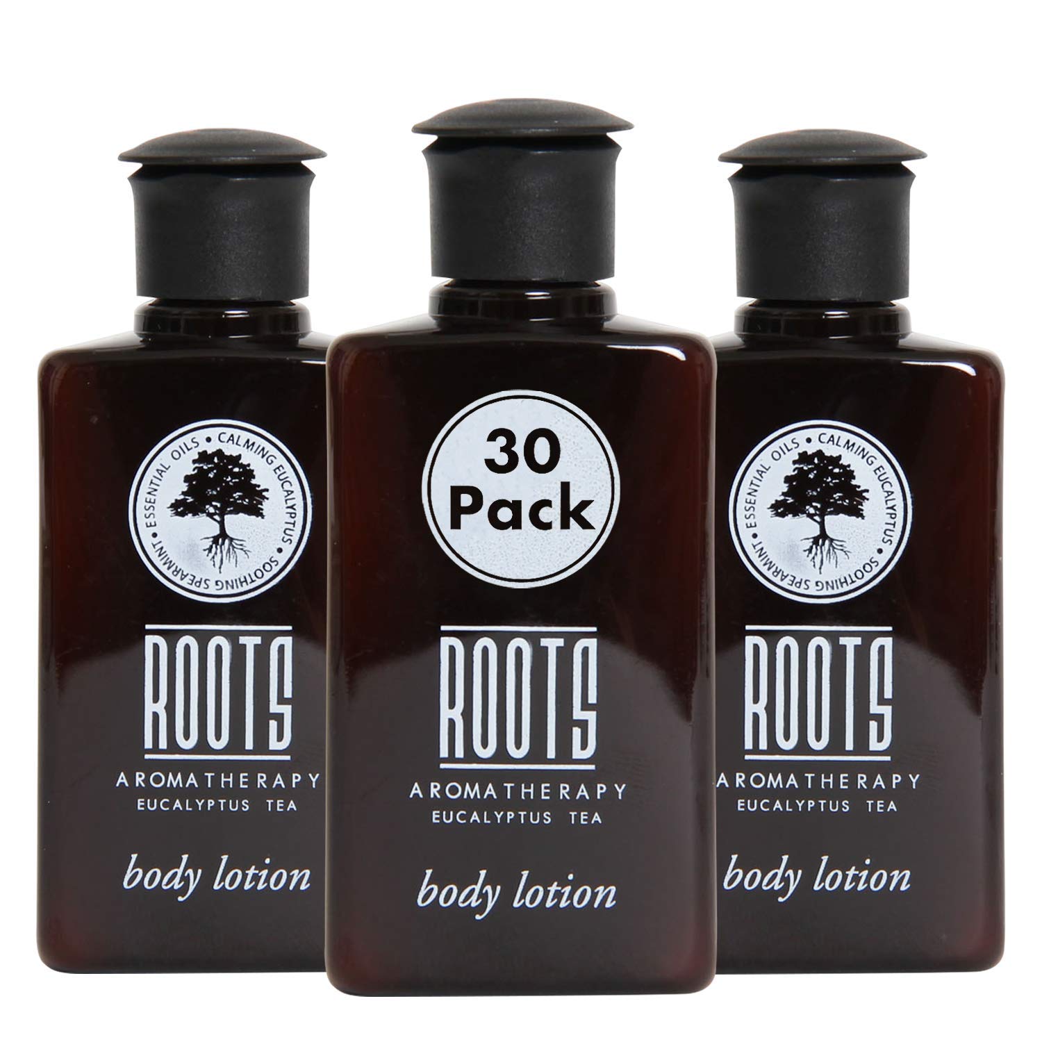 ROOTS AROMATHERAPY 1.5floz/45mL Body Lotion Travel Size Hotel Bulk Pack (Eucalyptus Tea fragrance) Toiletries for Bathroom, Guests, Hotels, Motels, and Lodging (30 pack) : Beauty & Personal Care