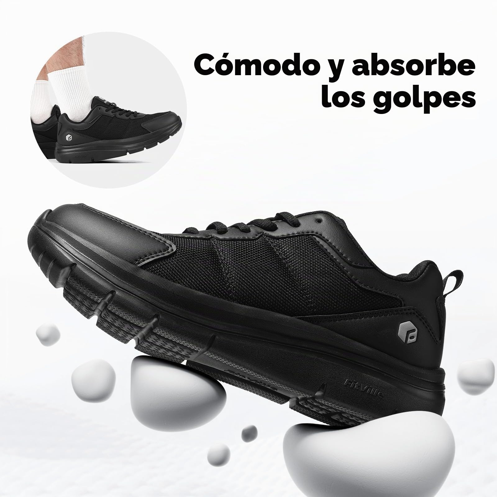FitVille Zapatillas Caminar Hombre Extra Anchas Zapatos Hombre Casuales Sneakers Comodos Calzado Deporte Hombre Transpirables