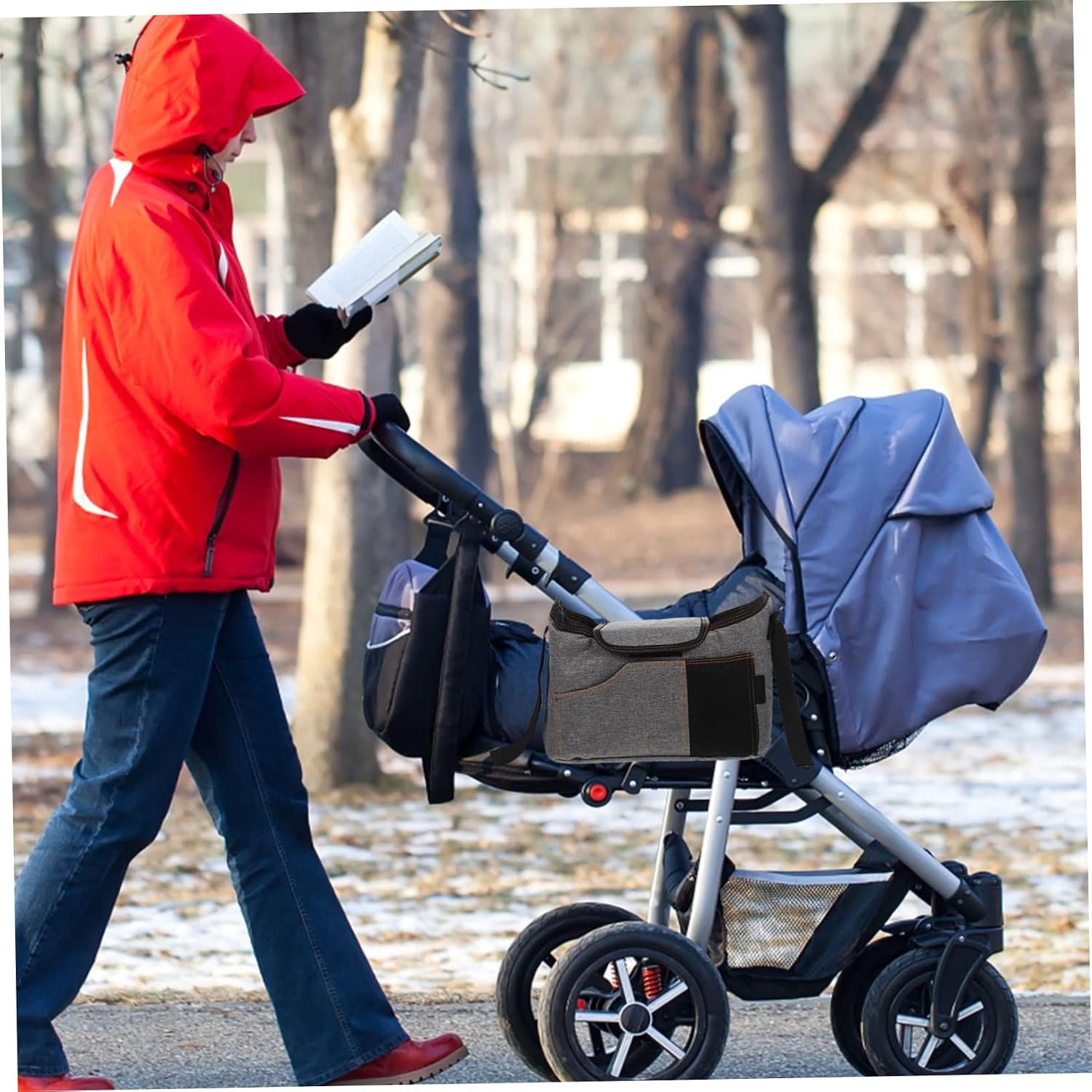 BESPORTBLE Crossbody Diaper Bag Stroller Organizer Insulated Cup Holder Detachable Phone Pouch and Adjustable Strap for Parents Go Baby Stroller Accessories