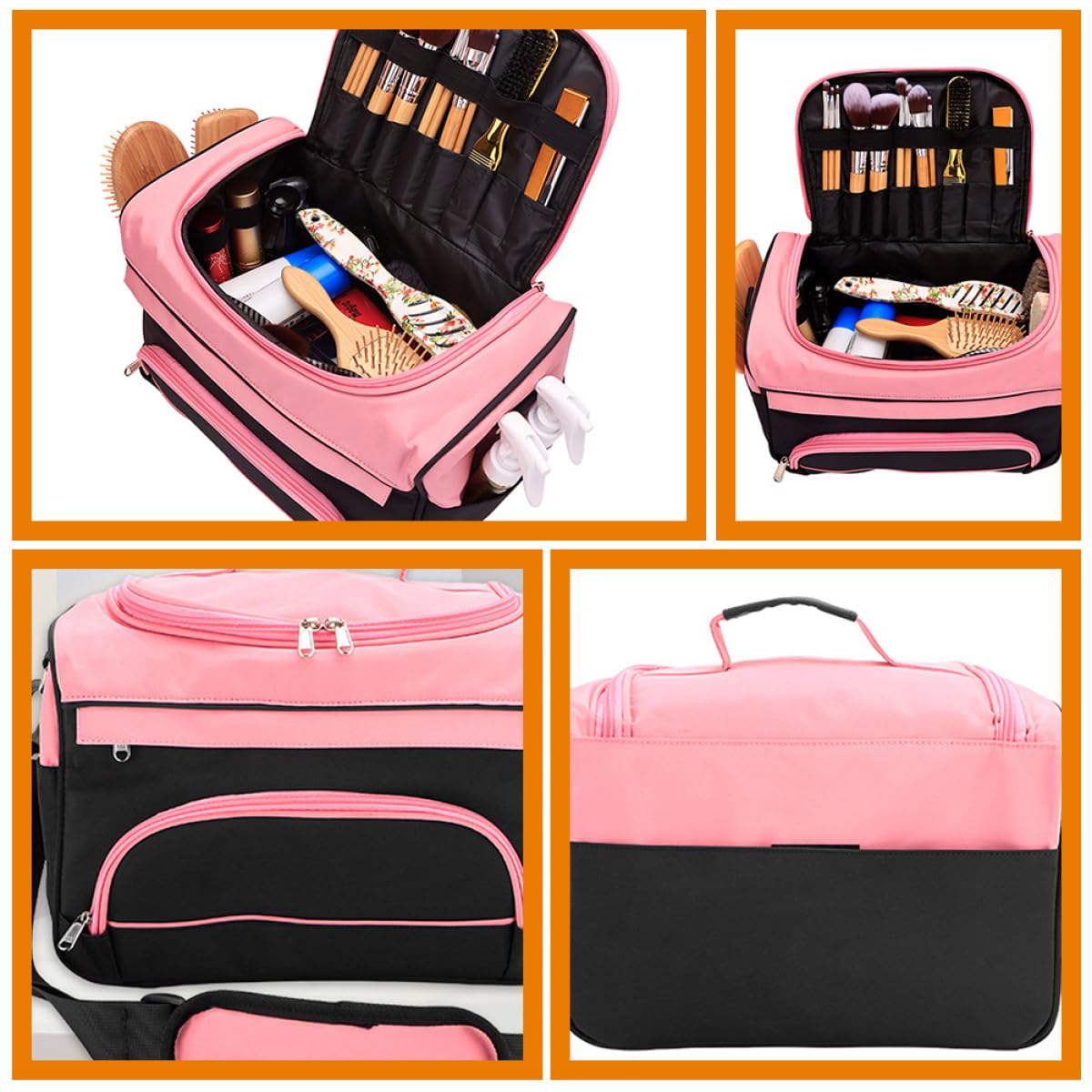 Toyvian Große Friseurtasche aus Oxfordstoff mit Metallteilen Multifunktionaler Organizer für Haarstyling Werkzeuge Robust und Leicht Zugänglich für Reisen und Outdoor Einsatz