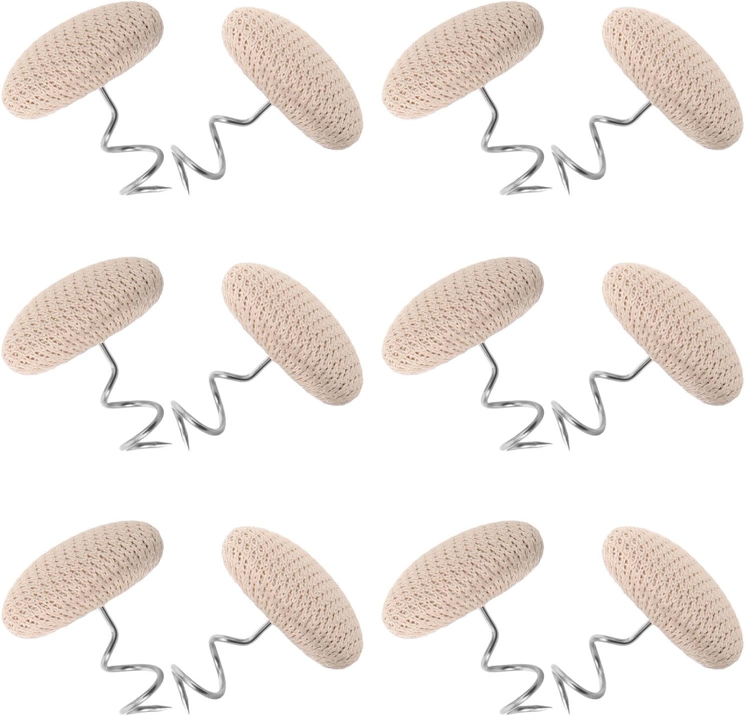SUPVOX 12pcs Bed Skirt Pins with Fabric Covered Button Head, Upholstery Twist Pins for Sofa Slipcovers and Armrests, Beige Color, Soft Cloth Surface with Metal Core, Reduces Clutter
