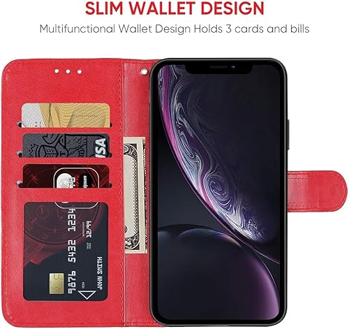 Miniatura 2 de Funda para iPhone XR con protector de pantalla de vidrio templado, funda de cuero con diseño de flor para tarjeta de crédito con soporte para iPhone