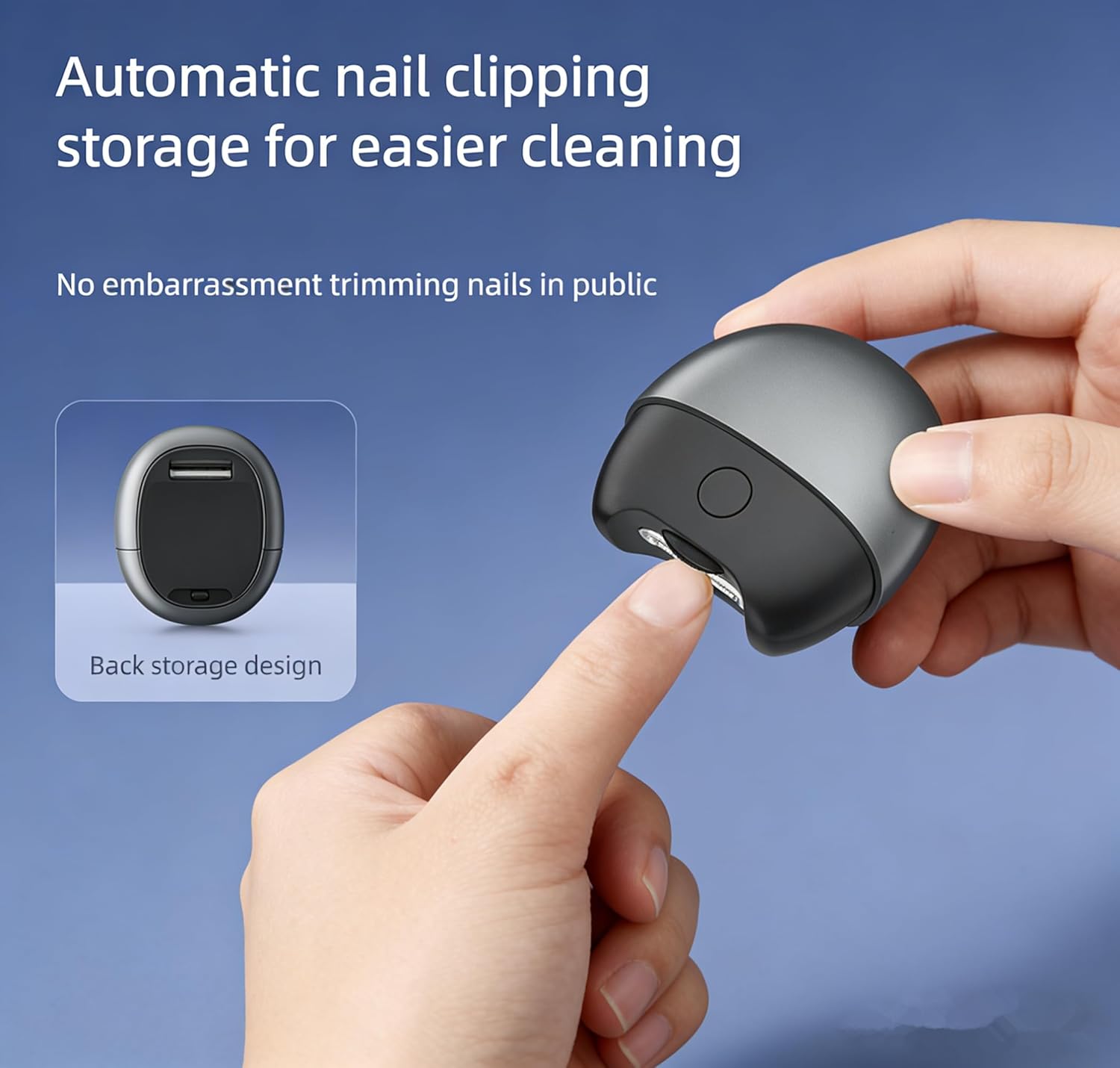 3 in 1 Electric Nail Clippers Toenail Clippers Electric Nail File Nail Clippers for Men Fingernail Clipper Nail Cutter Nail Clipper with Light and Scraps Storage (Gray)