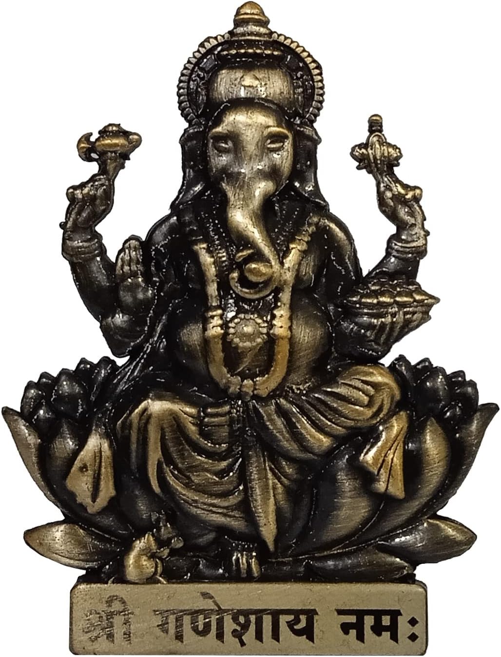 Purpledip Metal Idol Ganesha (Ganapathi Ganesh Vinayak): Statue for Table Top, Home Temple, Or Car Dashboard (10464)