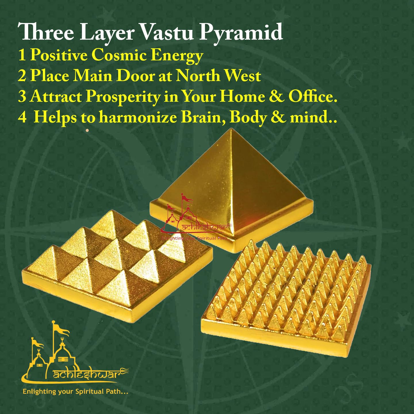 Brass Pyramid for Home & Energy - Vastu Remedy -6 Brass Pyramid for Home & Energy - Vastu Remedy -6