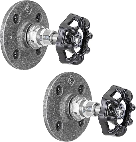 Miniatura 10 de PIPE DECOR Ganchos industriales resistentes montados en la pared, estilo rústico de hierro para bricolaje, acero gris negro para entrada, bridas de