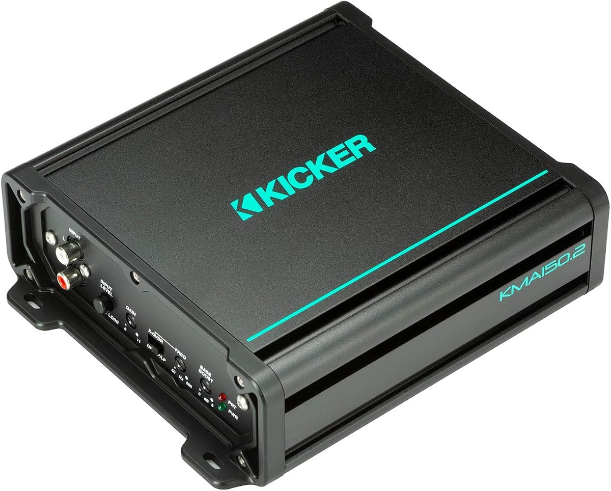 Kicker 48KMA1502 KMA150.2 2x75w 2-Ch Amplificador de rango completo resistente a la intemperie | El diseño resistente a la intemperie alimenta los altavoces UTV o de motocicleta del barco, salida de rango completo, huella compacta, fácil instalación