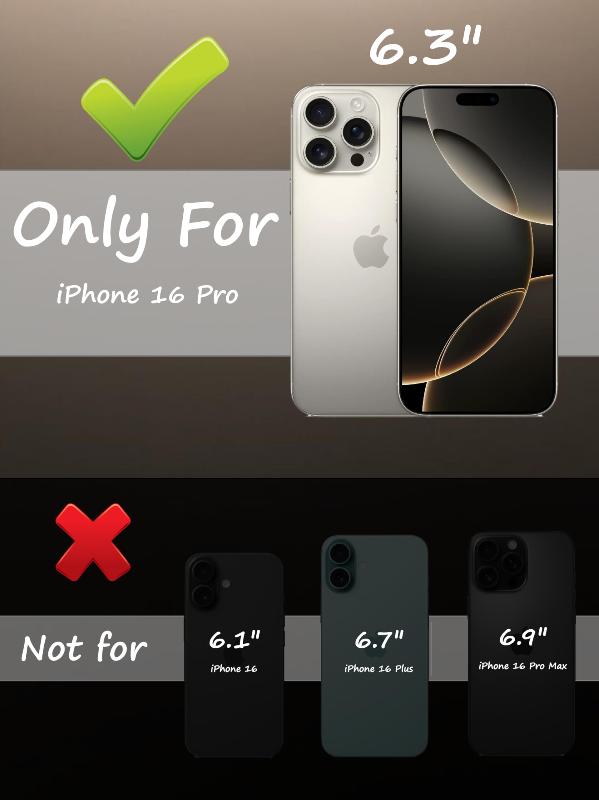 Kokio Cover Magnetica per iPhone 16 Pro 6,3 Pollici Case avec Cordino, Compatibile con MagSafe, Trasparente Morbido Custodia Paraurti Antiurto, Resistente all'us, Antigraffio, Nero
