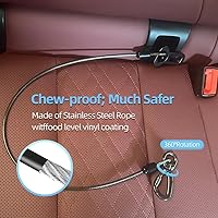 Vista 5 de MiaoChuai - Arnés de cinturón de seguridad 3 en 1 para perro, correa de cable de acero a prueba de mordeduras con hebilla y clip de alta