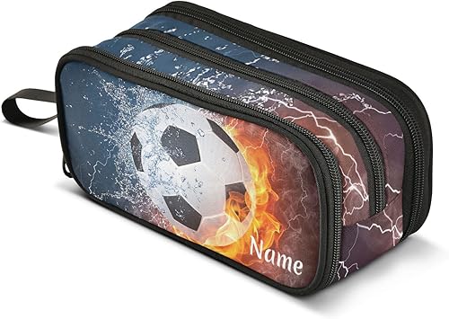 Vista 249 de Estuche para lápices de fútbol y fútbol, estuche grande para lápices para niños y niñas, compartimentos con cremallera, gran capacidad, papelería