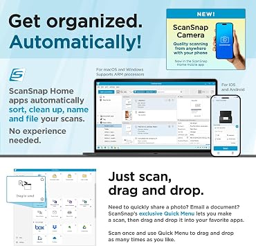 ScanSnap iX2500 Wireless or USB High Speed Cloud Supported Document, Photo & Receipt Scanner with Large 5 Touch Screen and 100 Page Automatic Document Feeder for Mac or PC Black