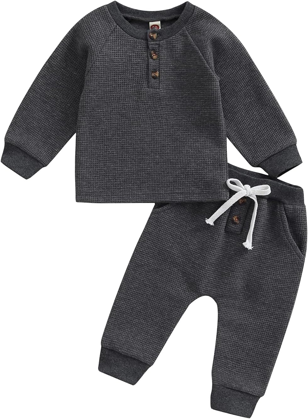 Ledy Champswiin Winter Newborn Baby Boy Girl Clothes Set Ribbed Outfits Unisex Infant Solid Long Sleeve Tops Pants 2PCS