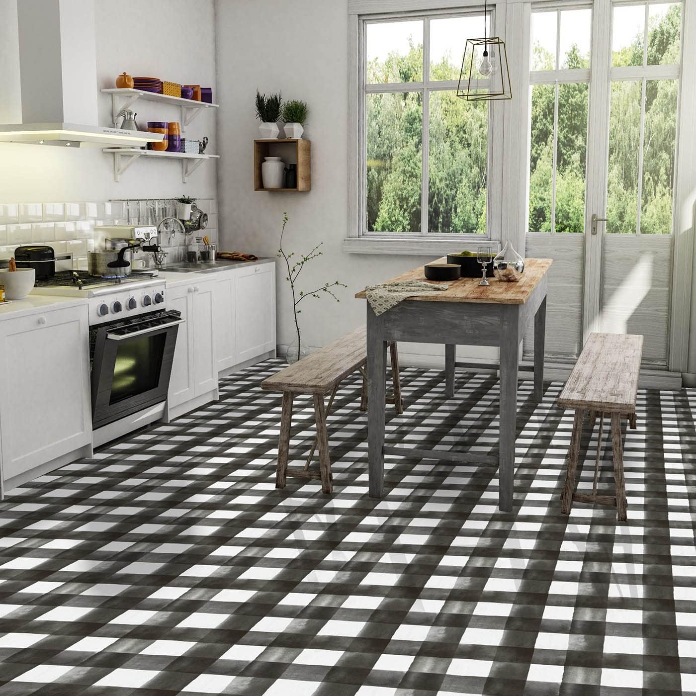 Retro Self Adhesive 12-Inch Vinyl Floor Tiles, 20 Tiles - 12" x 12", Watercolor Pattern - Peel & Stick, DIY Flooring for Kitchen, Dining Room, Bedrooms & Bathrooms by Achim Home Decor