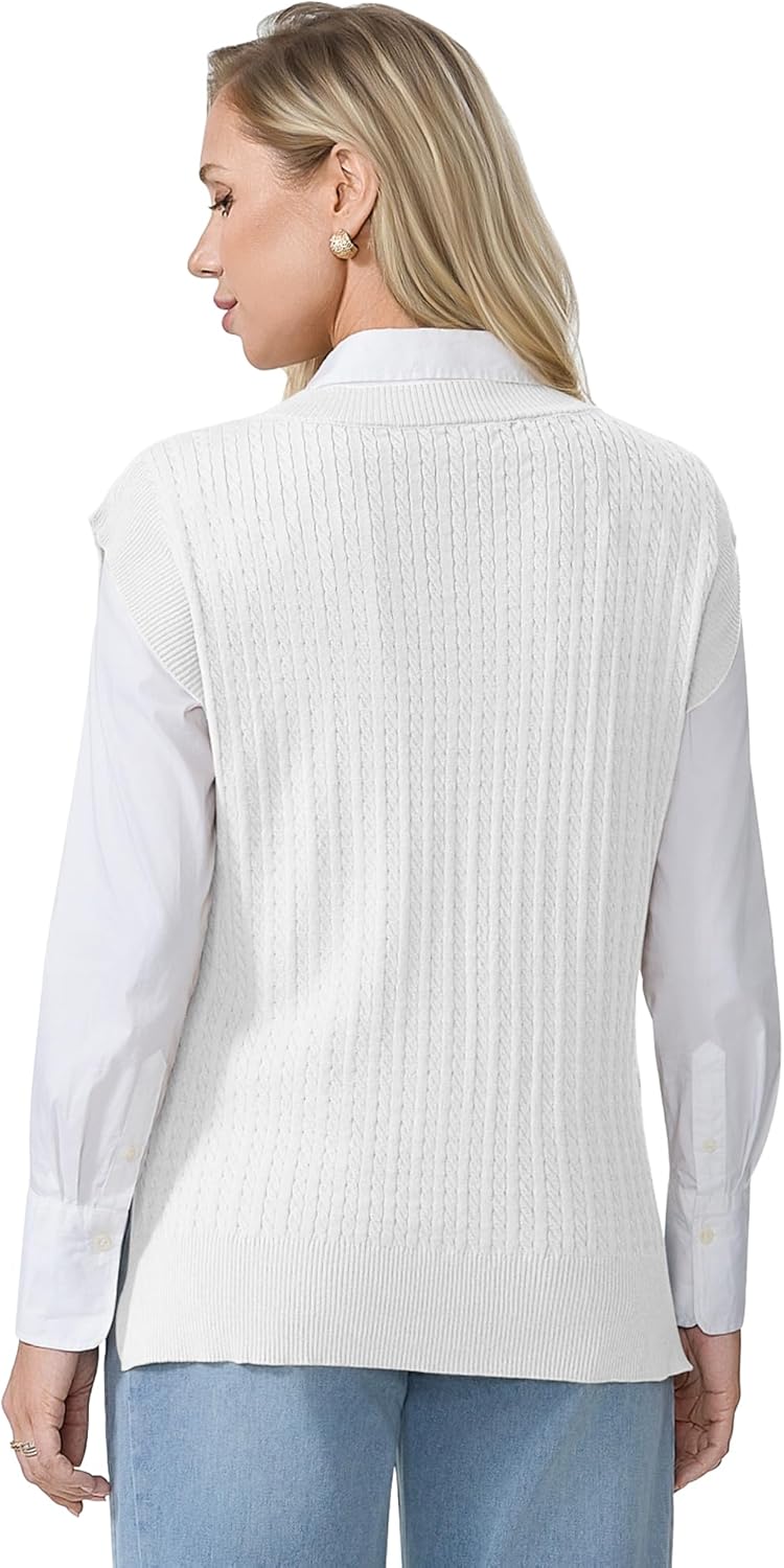 COSSEN Womens Sweater Vest V Neck Sleeveless Knit Casual Loose Pullover Sweater Tops - Image 5