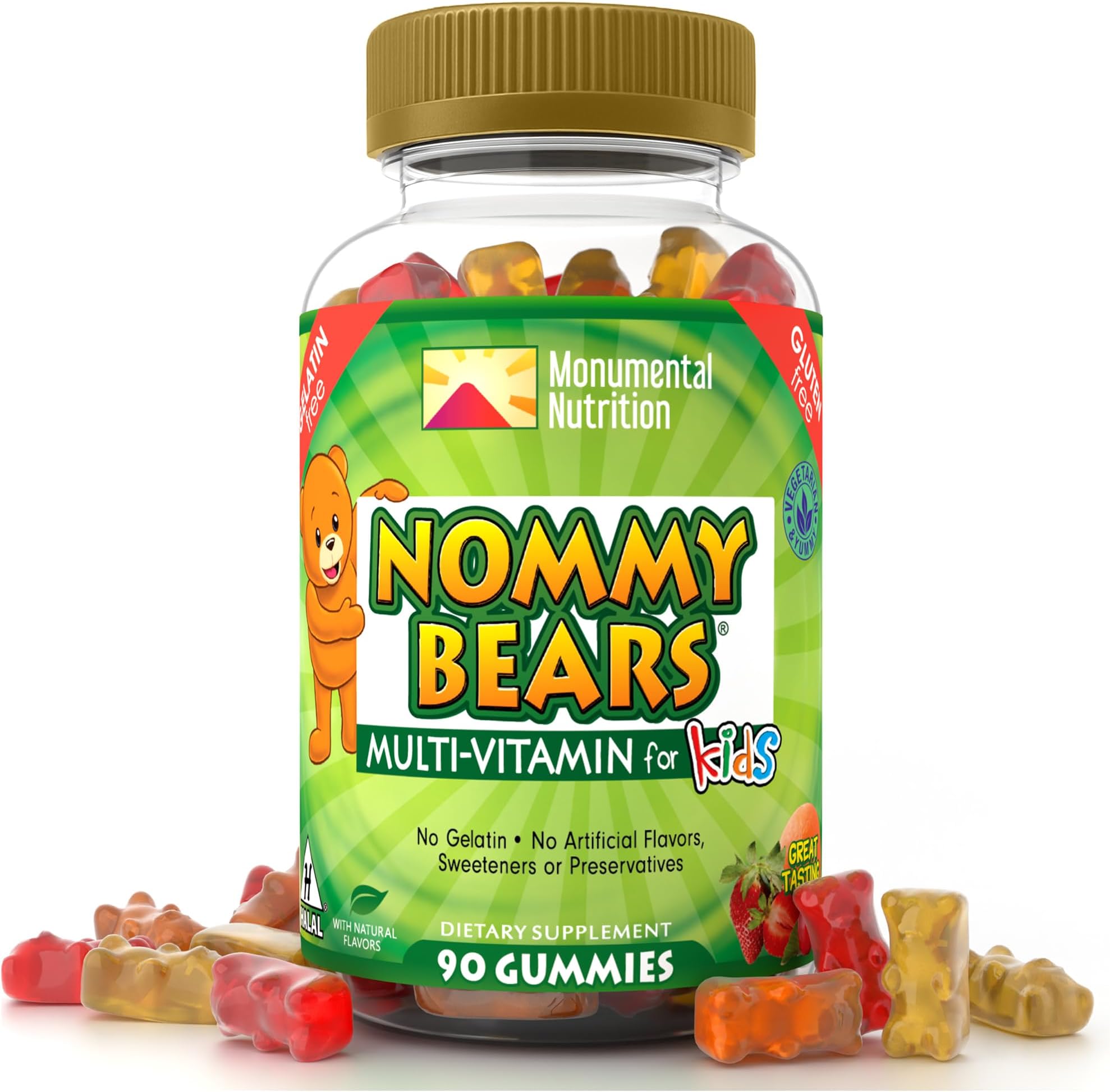 MULTIVITAMIN Gelatin-Free Gummies: for Kids, Children, Teens, Adults, 5 Delicious Flavors, 11 Essentials, Gluten-Free, Halal Certified, Mommy Approved, Bear Shapes, Vegetarian