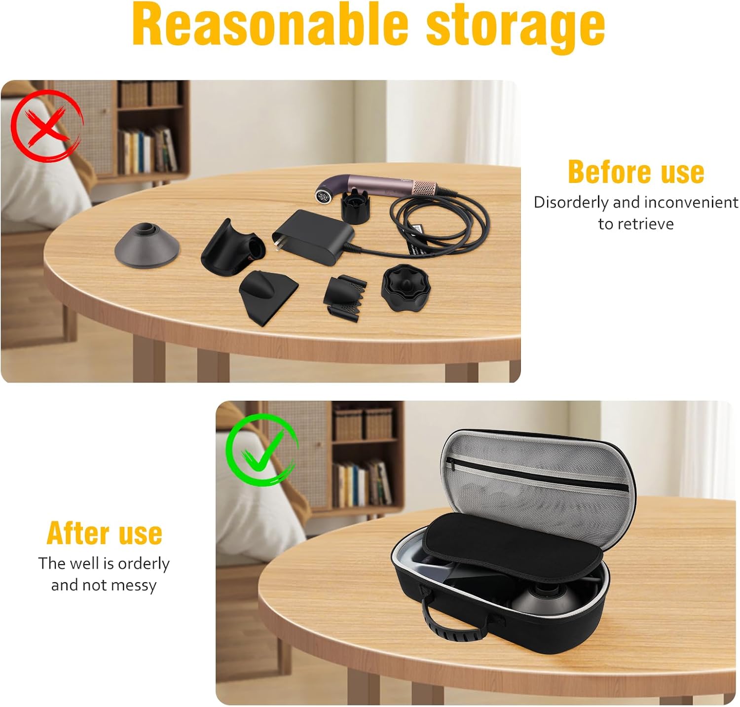 XINGFUDAO Carrying Case Compatible with Dyson Supersonic Nural and Supersonic R, Hard Travel Case for Hair Dryer, Black