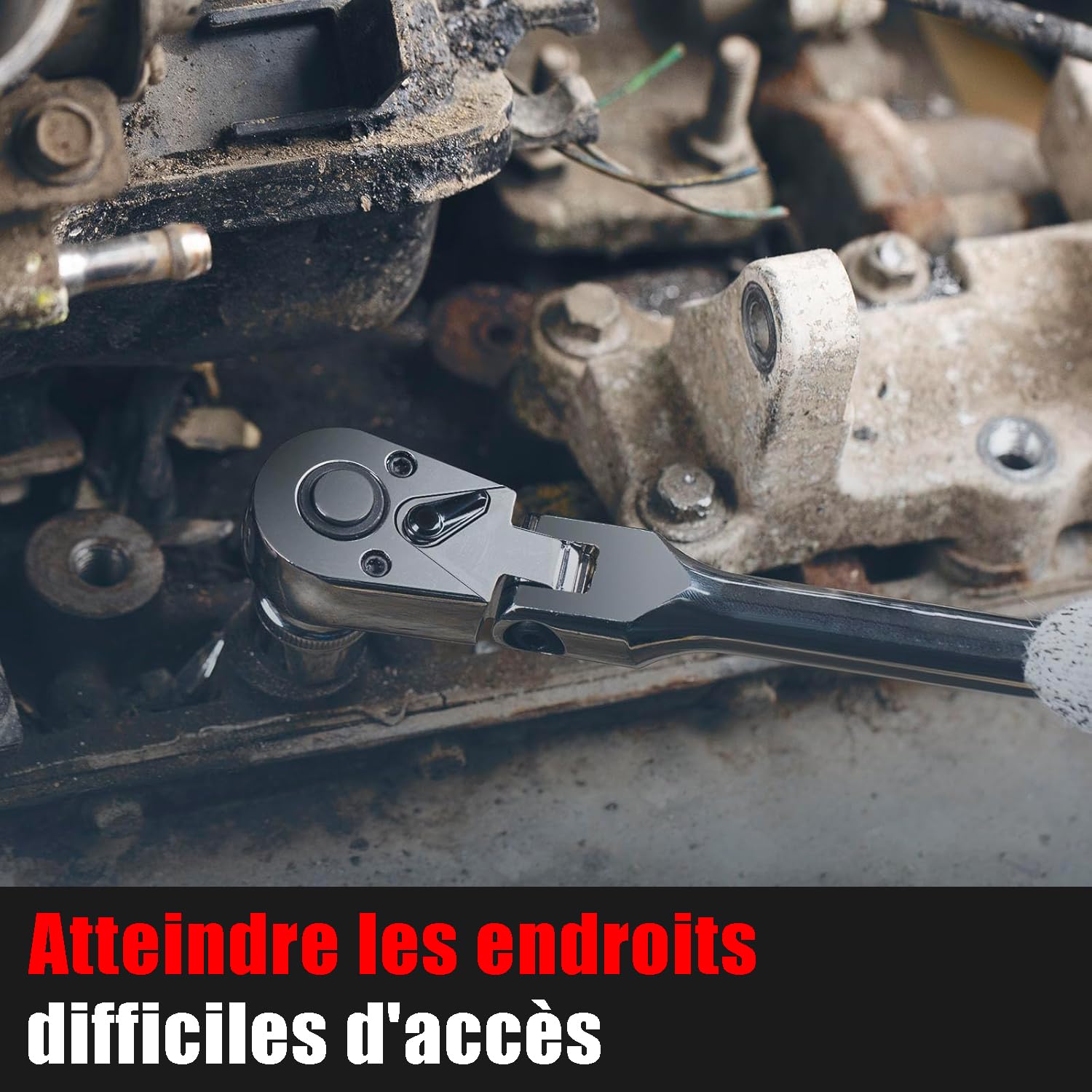 Jeu de 6 clés à cliquet à tête flexible 1/4", 3/8", 1/2