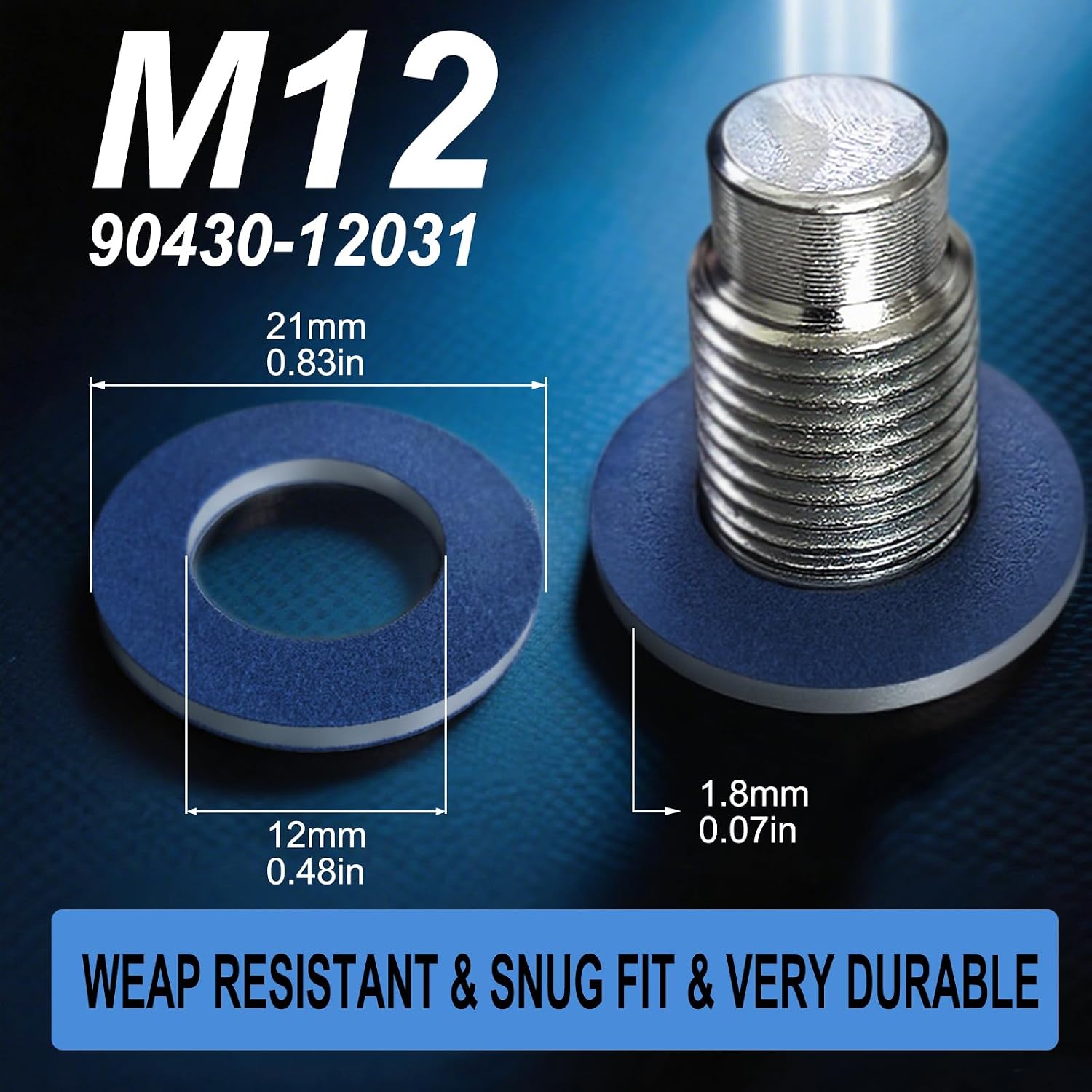 24PCS Dcoecue 90430-12031 Oil Drain Plug Gaskets | For Toyota/Lexus/Scion, Anti-Stick Blue Double-Layer Aluminum M12 Crush Washer, Reliable Oil Drain Plug Washer