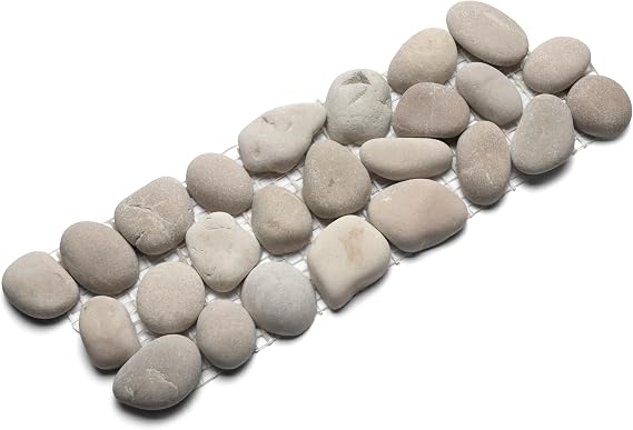 CNK Tile Java Tan Pebble Tile Border - 12 x 4 Unpolished Natural Stone Mosaic for Bathroom Kitchen Backsplashes Floors Walls and Outdoor Patios - Durable Easy Installation Eco-Friendly - Pack of 1
