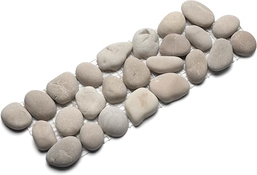 CNK Tile Java Tan Pebble Tile Border - 12 x 4 Unpolished Natural Stone Mosaic for Bathroom Kitchen Backsplashes Floors Walls and Outdoor Patios - Durable Easy Installation Eco-Friendly - Pack of 1