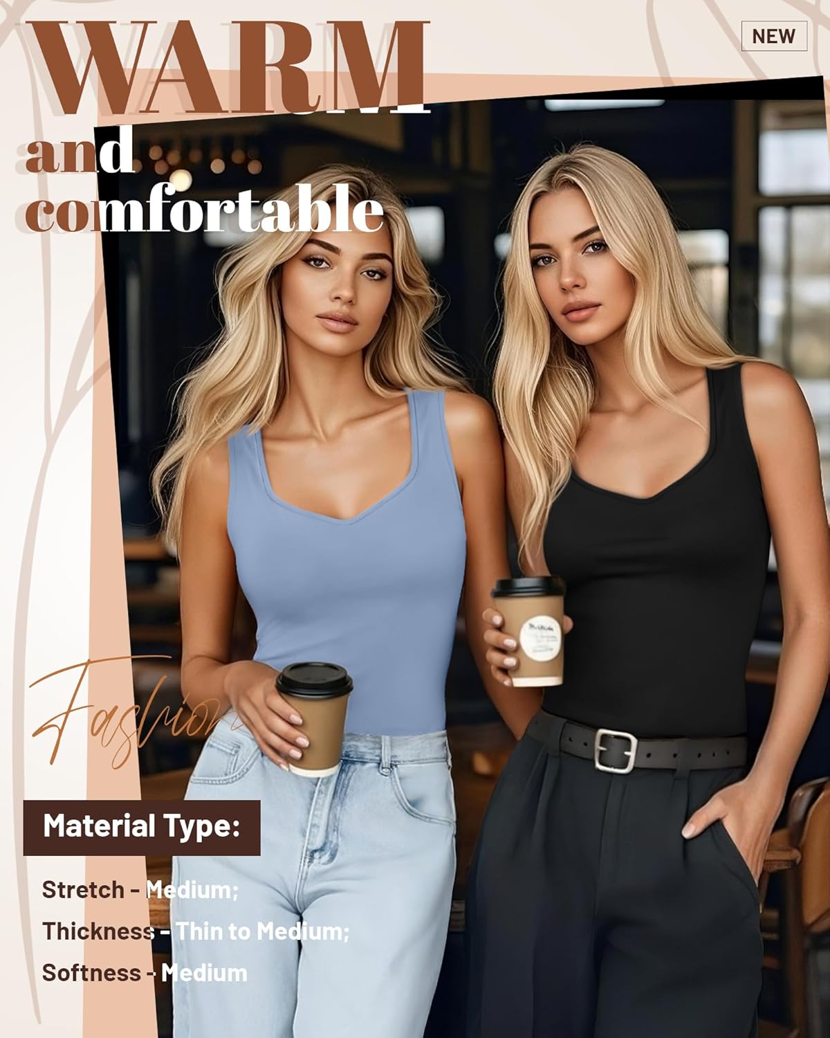 3 Pack Women's Thermal Tank Tops Sleeveless Fleece Underwear Tops Sweetheart Neck Camisole Warm Base Layer - Image 4