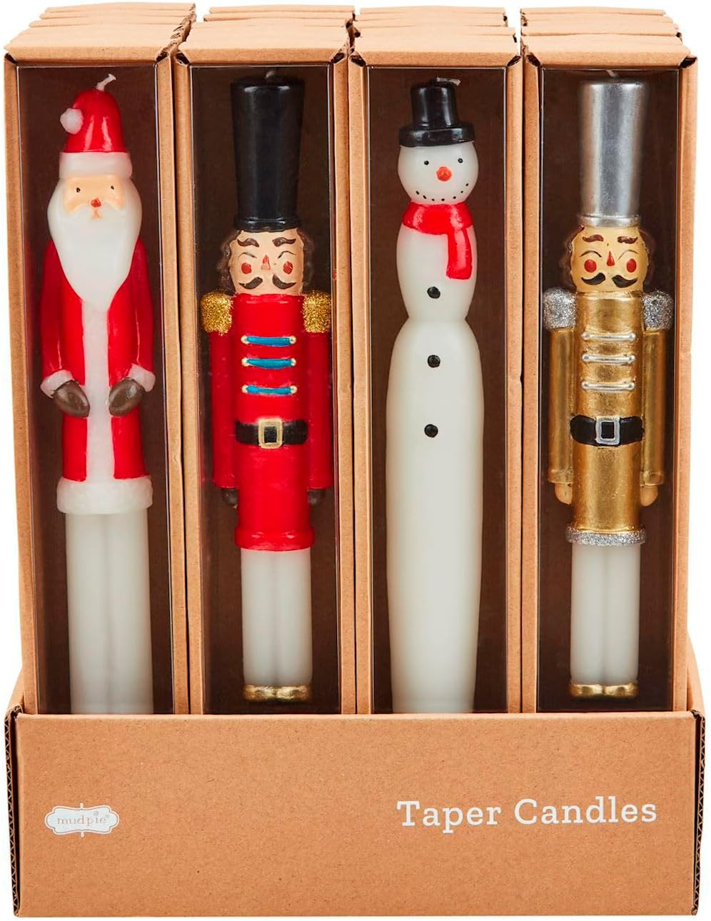 Mud Pie Christmas Figural Tapers Set of 4 Santa Nutcracker Snowman 49800255 Winter