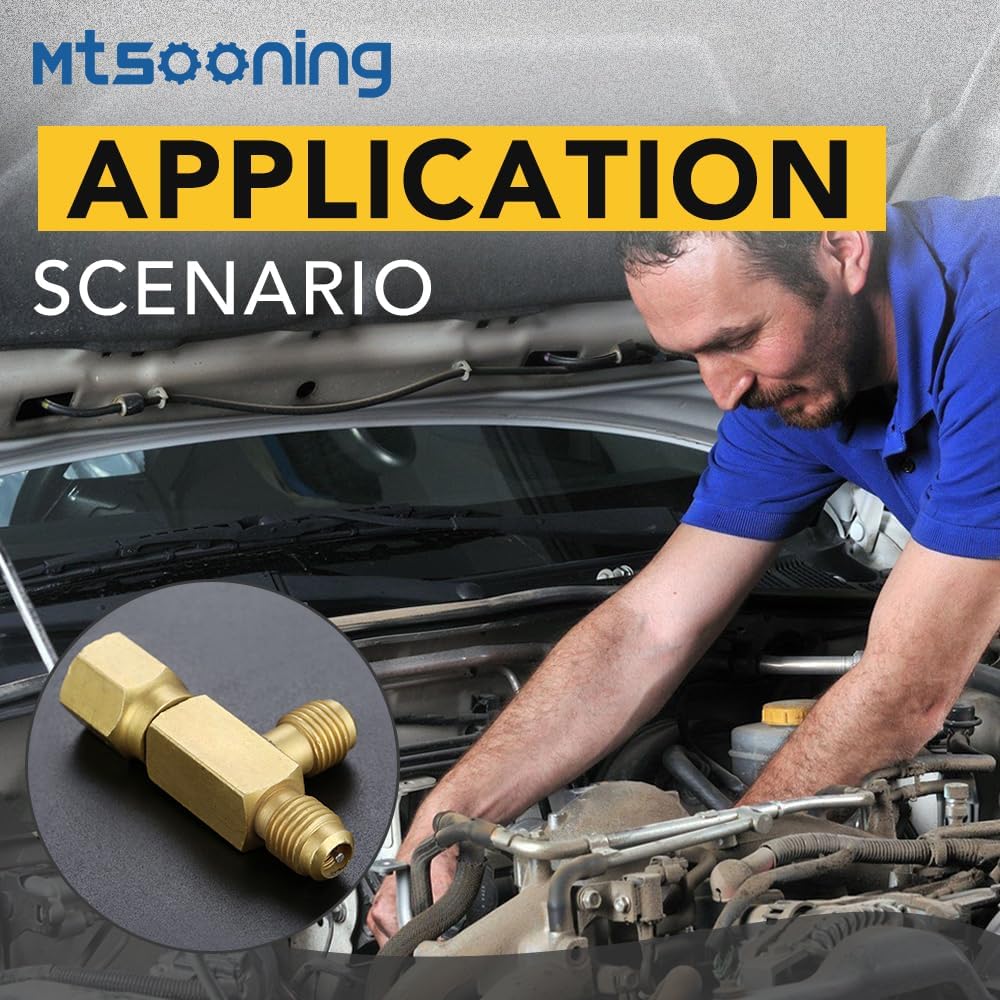 Mtsooning 2 Pcs Quick Coupler Access Tee, 1/4'' Valves Core Tee Adapter with Swivel Connector Replacement for Gauge Deep Vacuum Pump Manifold