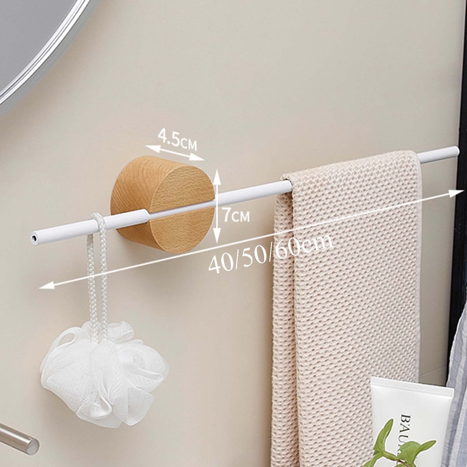 Toallero adhesivo montado en la pared para baño, sin taladrar, sin madera/aluminio, color negro, 40 cm