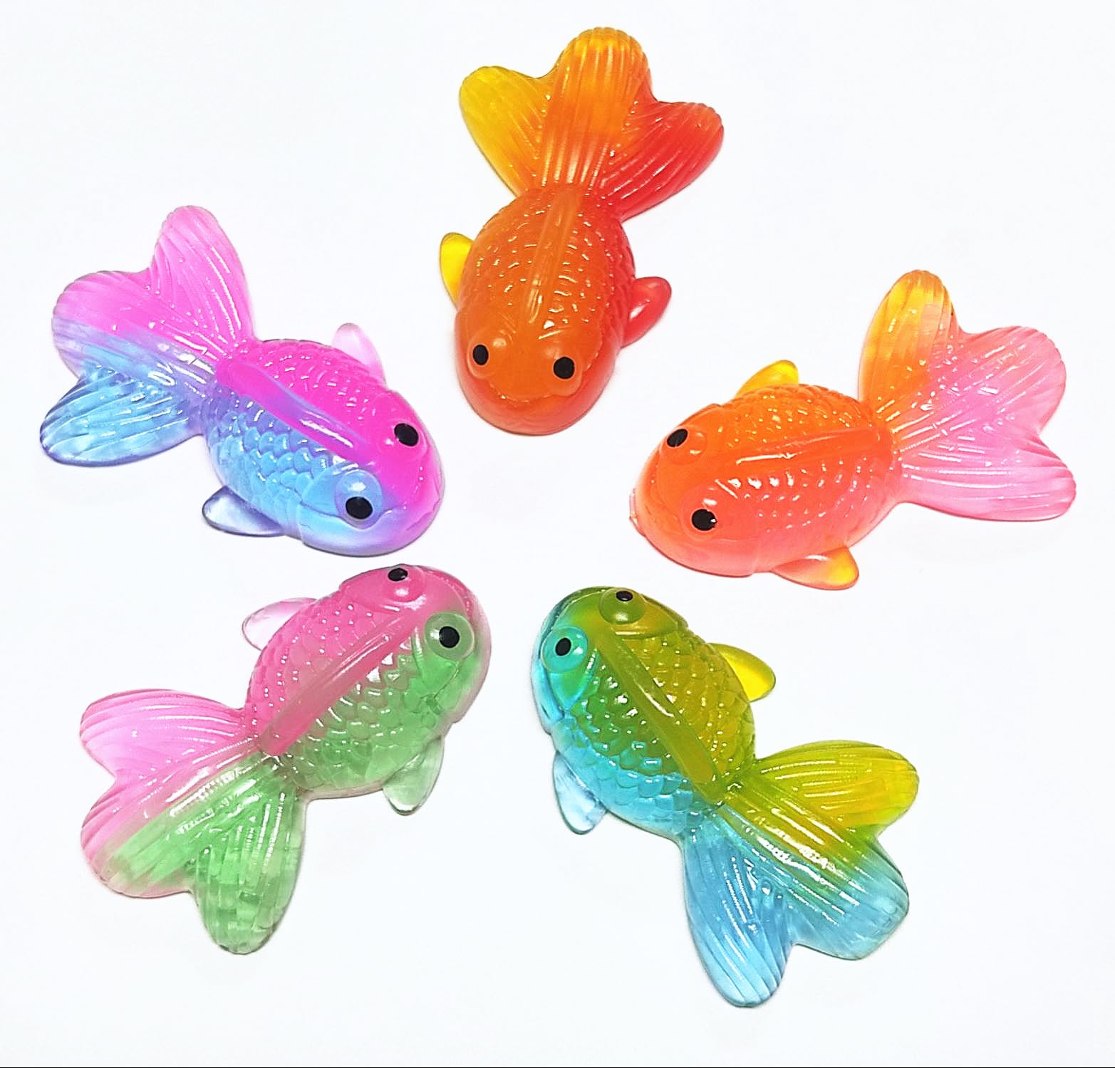 YIWLFQH 5 PCS Super Sticky Gradient Color Series Cute Soft Goldfish Mochi Squishy Toys,Fish Mochi Squishy,Fake Fish Toys,Fidget Toys,Stress Relief Squeeze Toys,Gift Collection Kids Toys