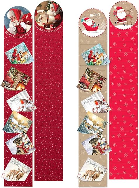 VR Angel 4 x Christmas Card Holder 2 x Cute & 2 x Traditional Design Santa Claus Festive Design Ideal For Xmas, Hanging Wall, Gift, Home & Office Decoration