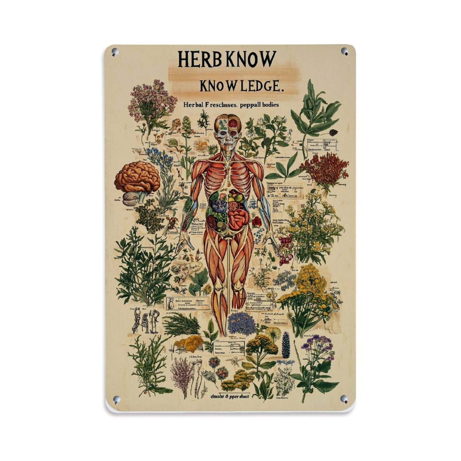 Nestemfo Vintage Herb Know Knowledge Poster Print Tin Sign Metal Sign, Living Room,Bar, Home, Bedroom Wall Decor,Retro Metal Poster 8X12 Inches