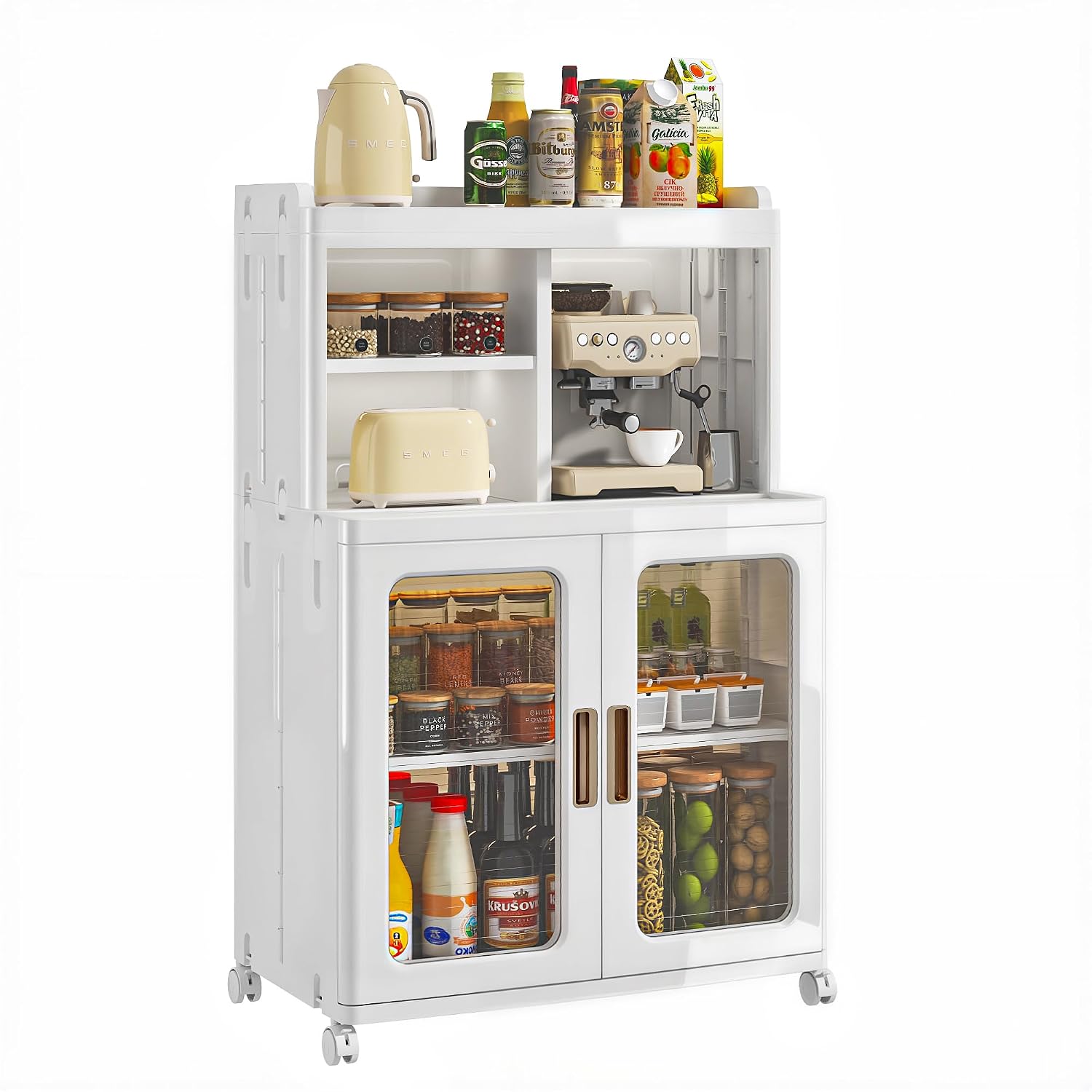 VECELO Foldable Plastic Sideboard Cabinet with Adjustable Shelves, Waterproof Buffet Cabinet with Doors for Kitchen, Dinin... - Review, Price and Buying Guide