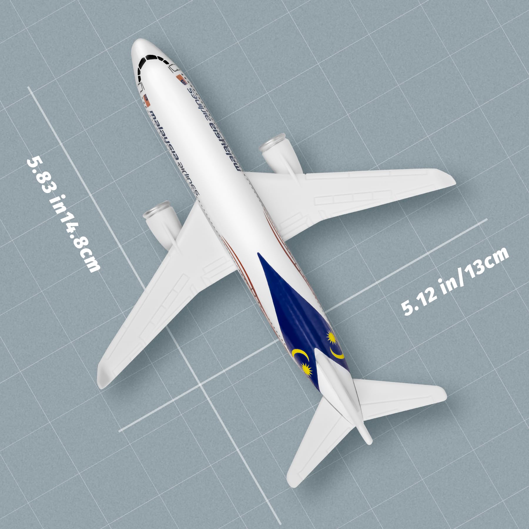 HANGOU Model Airplane American Malaysia Plane Model Plane Airplane for Collection & Gifts, White, 14.81 centimeters - Image 4