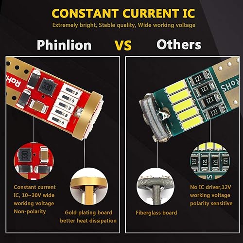 Miniatura 3 de PHINLION 194 LED rojo súper brillante cuña 168 2825 175 T10 15-SMD 4014 chipsets LED bombillas de repuesto para marcador lateral de coche, cúpula