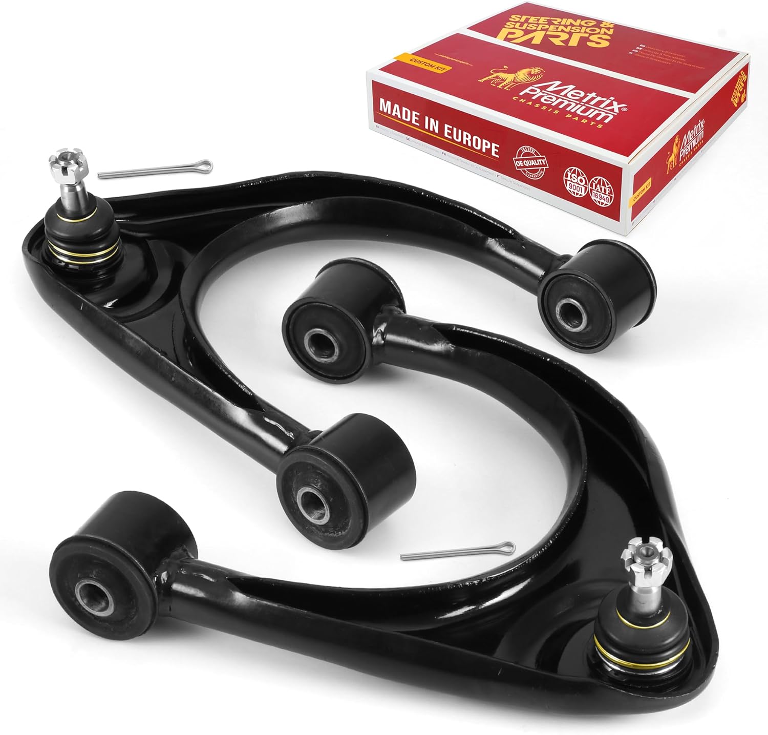 Metrix Premium Chassis Parts - Front Left & Right Upper Control Arm w Ball Joint & Bushing Assembly Kit Fits 2008-2022 Toyota Sequoia, 2007-2021 Tundra, Replacement RK621307, RK621308, Made in Europe