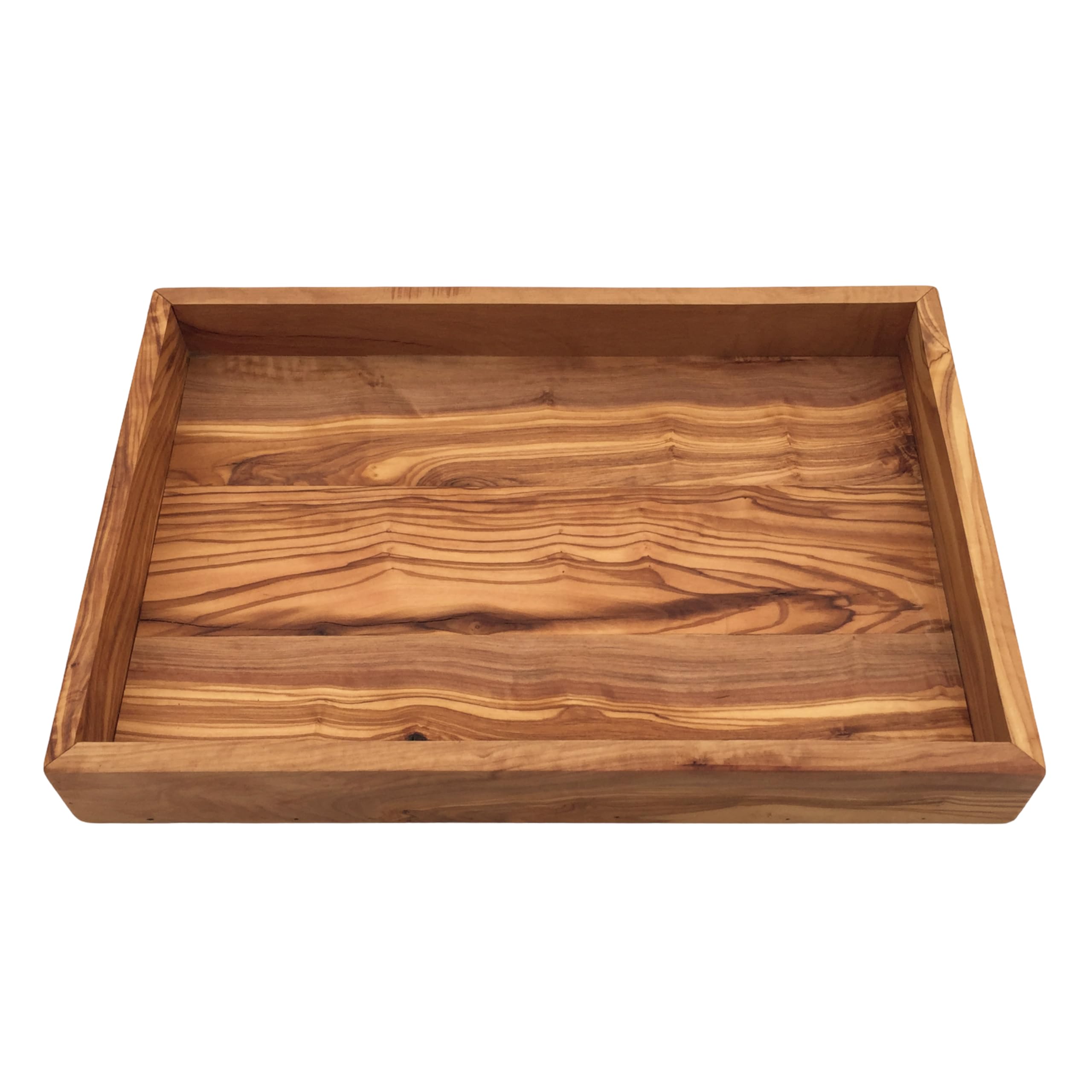 Vassoio rettangolare L. 32 cm, vassoio da portata in legno, ripiano piatto, realizzato a mano in legno d'ulivo, regalo.