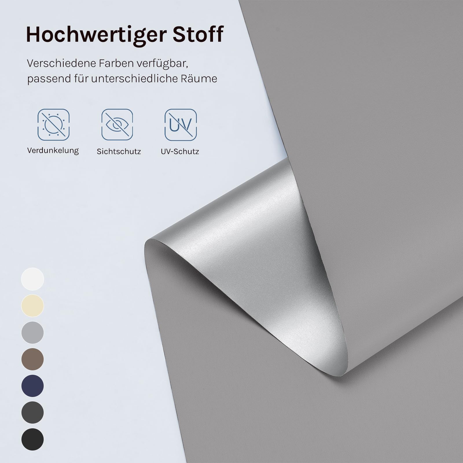 WOLTU Verdunkelungsrollo ohne Bohren, Thermo Verdunkelungsrollo mit Kette, Sichtschutz, für Türen und Fenster, 85 x 120 cm, Grau