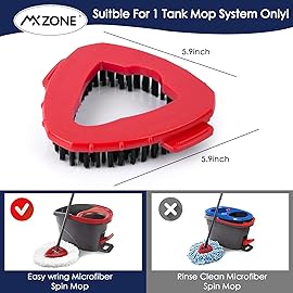 MXZONE Spin Mop Scrub Brush Head Compatible with O Cedar EasyWring 1 Tank System, Shower Floor Scrubber Mop Head Replacement, Hard Bristle Cleaning Brush for Kitchen Tile, Not Fit RinseClean, 2 Pack